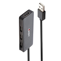 LINDY 42986 4-Port USB 2.0 Hub - Aluminum, 480Mbps, Bus-Powered