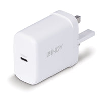 LINDY 65W GaN USB-C Charger - Compact Folding UK Plug PD 3.0