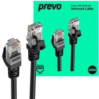 Prevo CAT6 Ethernet Cable 20m Black OFC Copper RJ45 Network LAN
