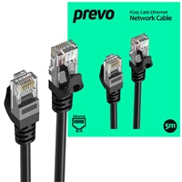 Prevo CAT6 Ethernet Cable 5m - OFC Copper RJ45 Network Cable Black