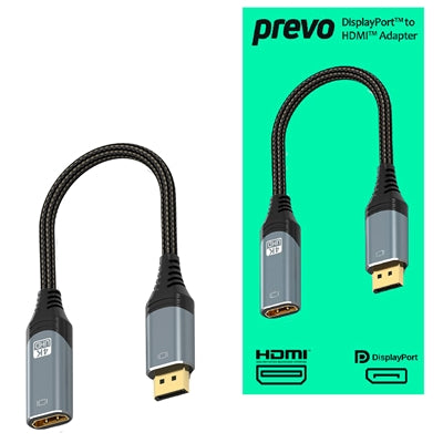 Prevo DisplayPort to HDMI Adapter 4K@60Hz Braided Cable 0.2m