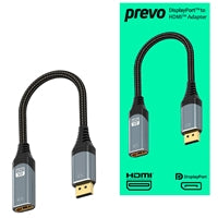 Prevo DisplayPort to HDMI Adapter 4K@60Hz Braided Cable 0.2m