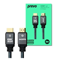 Prevo HDMI 2.1 Cable 2m - 8K 60Hz 4K 120Hz 48Gbps Gold-Plated