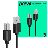 Prevo 2M USB Printer Cable - USB 2.0 A to B, OFC, 480Mbps, Black