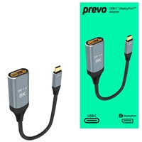 Prevo USB-C to DisplayPort 8K Adapter 0.2m Braided Aluminum