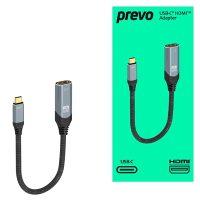 Prevo USB-C to HDMI Adapter 4K@60Hz Braided Aluminium 0.2m