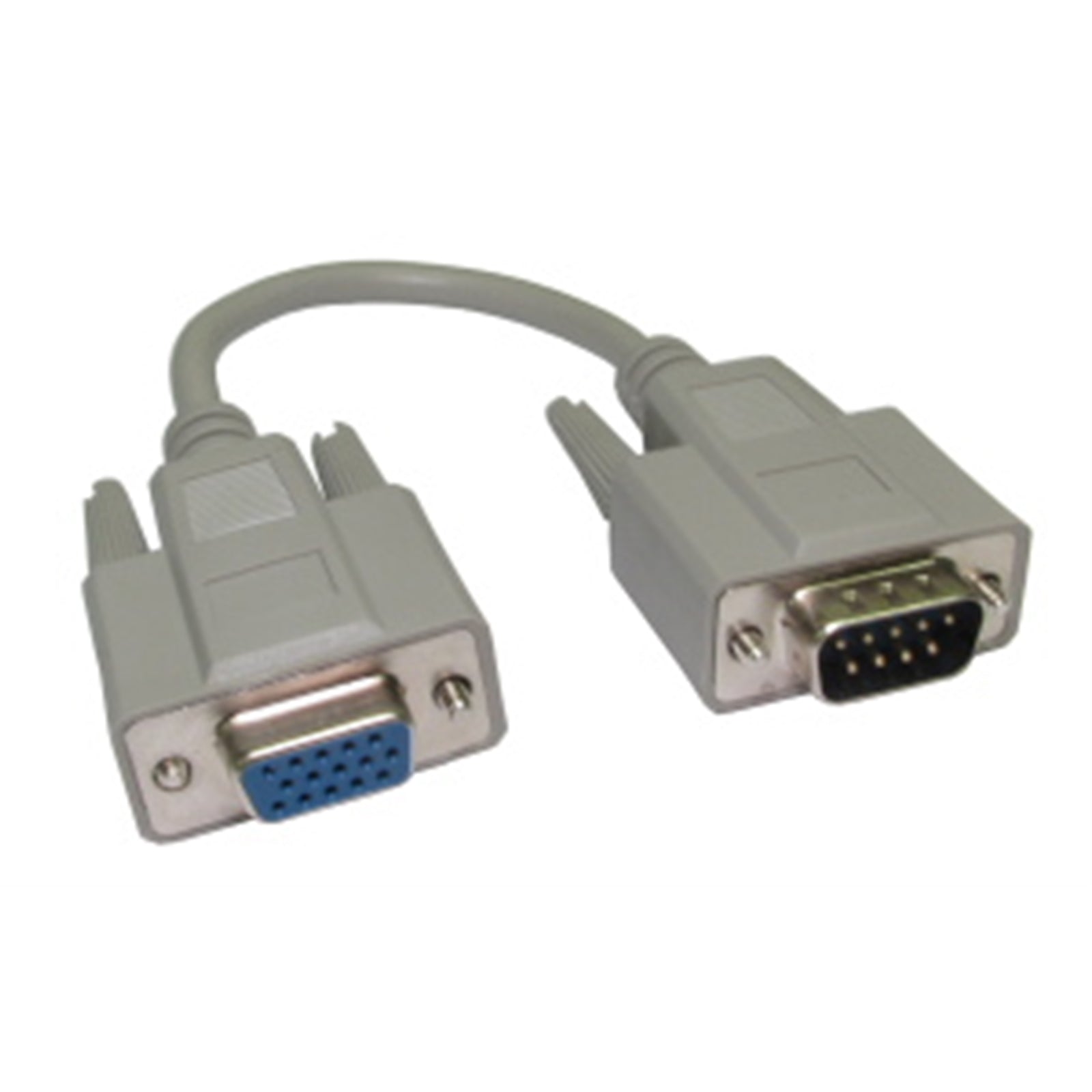 VGA 9-Pin to SVGA HD15 Adapter 21cm Gold Pins Nickel Grey