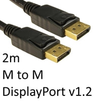 DisplayPort 1.2 Cable 2m - Locking Gold-Plated 28AWG Black