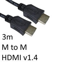 HDMI 1.4 Cable 3m Gold Plated - 4K 3D Ethernet High Speed Black