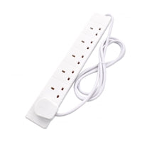 White 6-gang extension lead with 2m cable, by Globoshop.