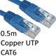 CAT6 Ethernet Cable 0.5m Blue - RJ45 UTP Full Copper Gigabit