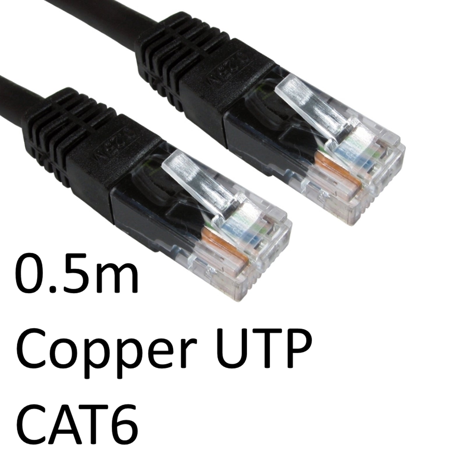 CAT6 Ethernet Cable 0.5m Black - Full Copper 24AWG UTP Gigabit
