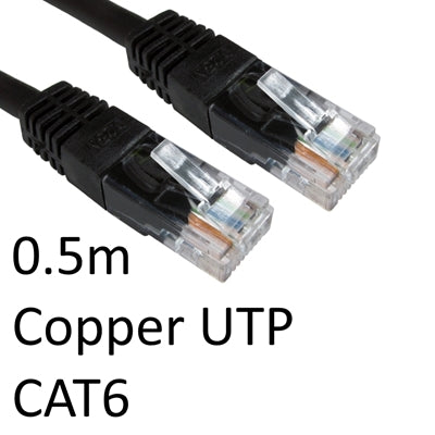 CAT6 Ethernet Cable 0.5m Black - Full Copper 24AWG UTP Gigabit