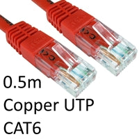 CAT6 Ethernet Cable 0.5m Red - RJ45 Full Copper UTP Gigabit 250MHz