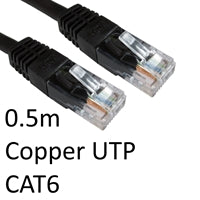 CAT6 Ethernet Cable 0.5m Black - Full Copper 24AWG UTP Gigabit