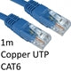 CAT6 Ethernet Cable 1m Blue - Full Copper RJ45 UTP Gigabit