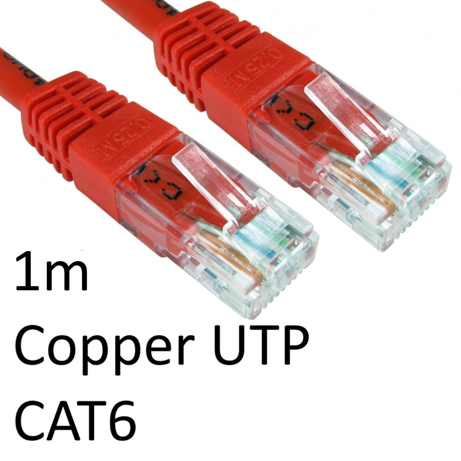 CAT6 Ethernet Cable 1m Red - 24AWG Full Copper RJ45 UTP 250MHz