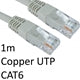 CAT6 Ethernet Cable 1m Grey - Full Copper RJ45 Gigabit UTP