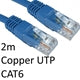 CAT6 Ethernet Cable 2m Blue - Full Copper 24AWG RJ45 UTP Patch
