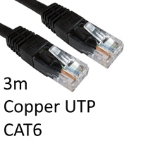 CAT6 Ethernet Cable 3m Black - Full Copper UTP Gigabit RJ45