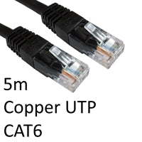 CAT6 Ethernet Cable 5m Black - Full Copper Gigabit RJ45 UTP