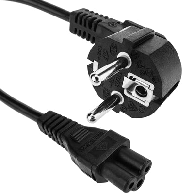 EU 2 Pin to IEC C5 Cable 60cm Black Cloverleaf Power Lead