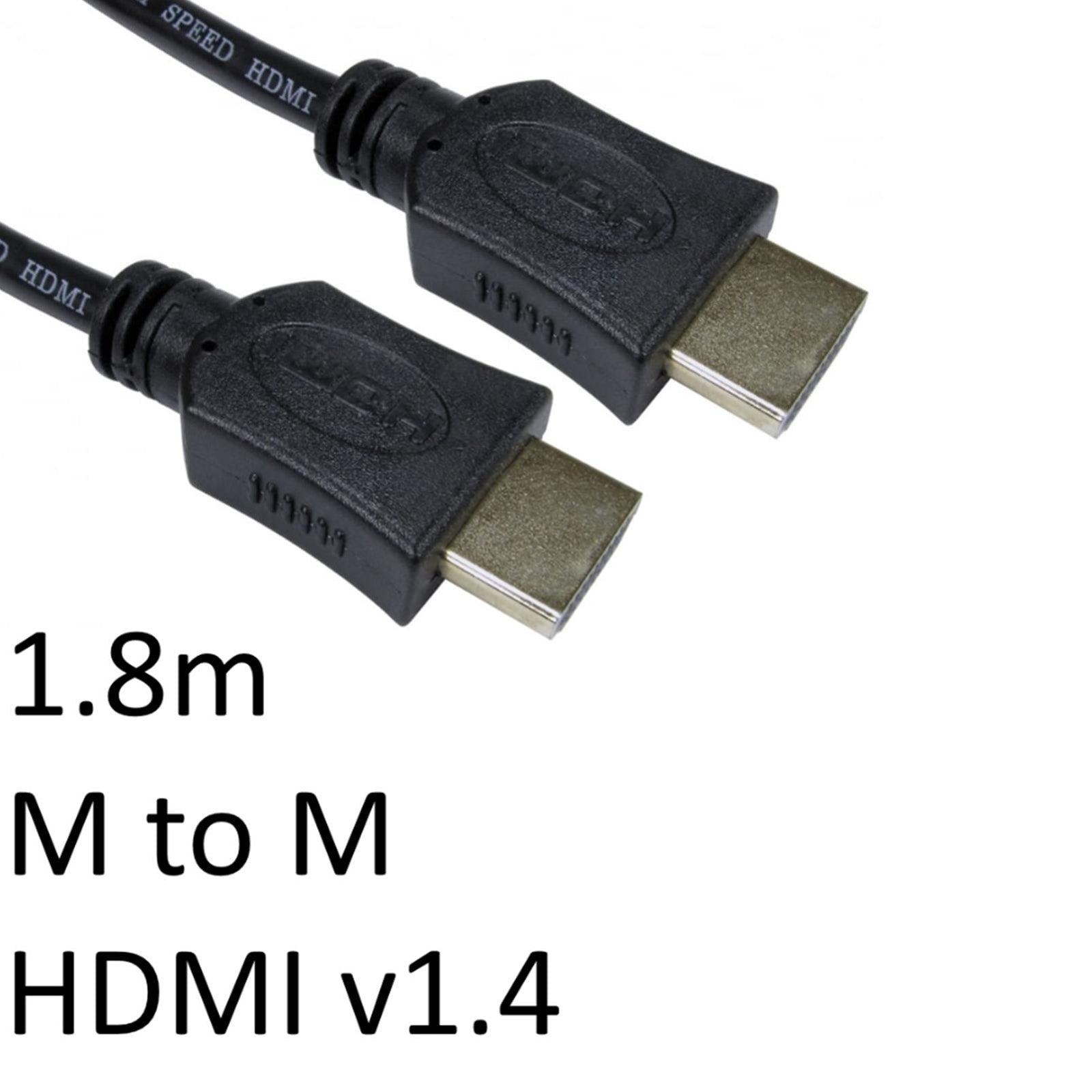 HDMI 1.4 Cable 1.8m Gold Plated High Speed 4K 3D Ethernet Black