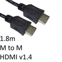HDMI 1.4 Cable 1.8m Gold Plated High Speed 4K 3D Ethernet Black