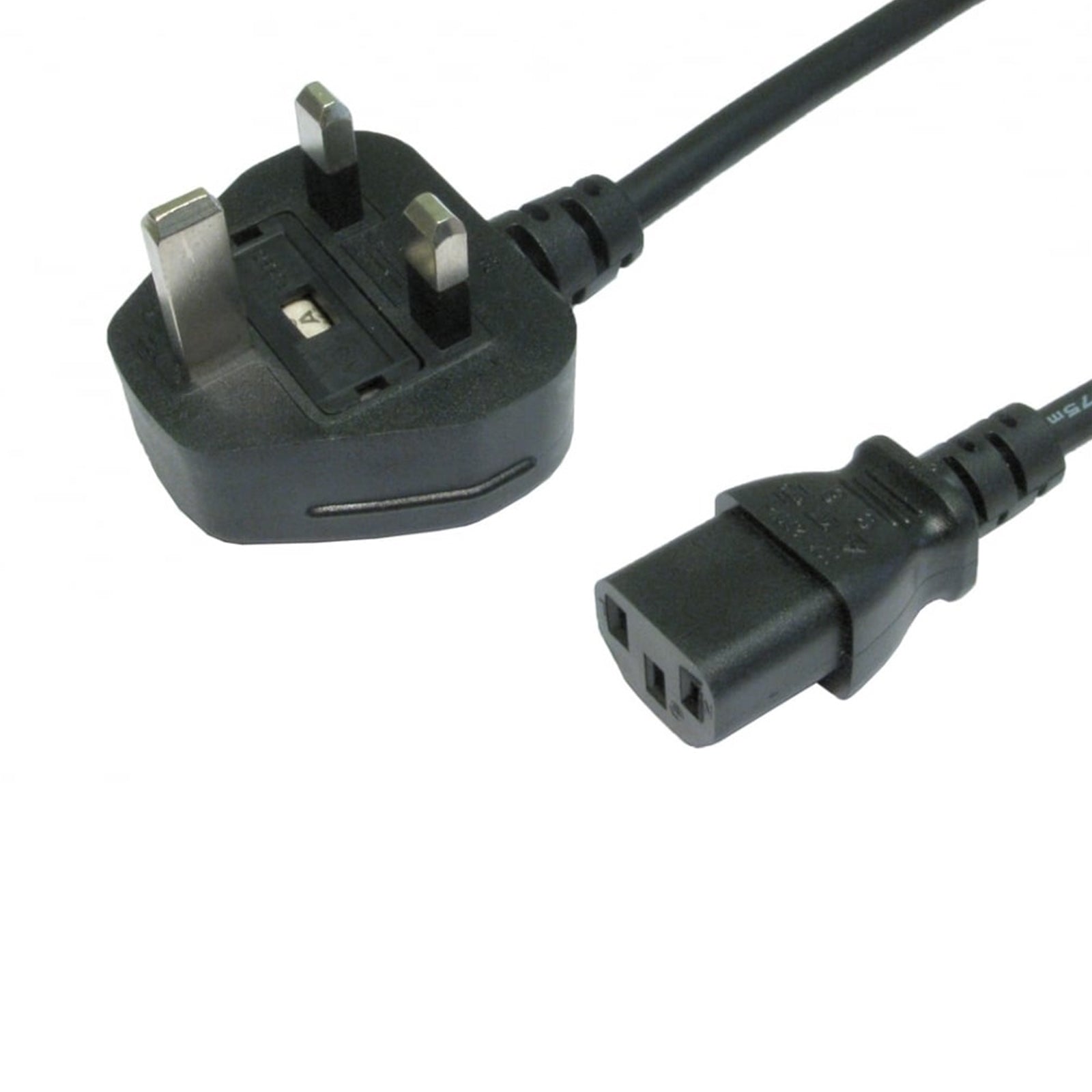 1.8m UK 3 Pin to IEC C13 Kettle Lead Cable 5A Fuse - Black