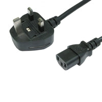 1.8m UK 3 Pin to IEC C13 Kettle Lead Cable 5A Fuse - Black