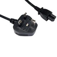 1.8m UK 3 Pin to IEC C5 Clover Mains Cable - 5A Fused - Black