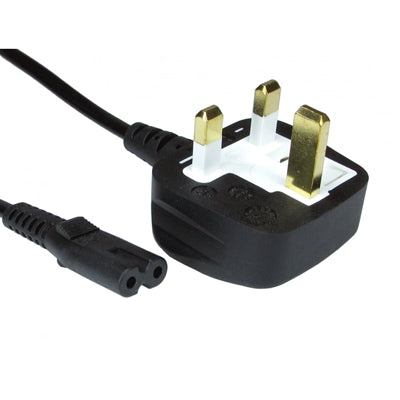 UK Mains to Figure 8 C7 Power Cable 2m Black ASTA Approved