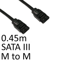 Locking SATA III Cable 45cm Black 6Gbps Round 26/28 AWG OEM