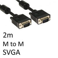 2m VGA Cable Male to Male - Triple Shielded 28AWG Black SVGA