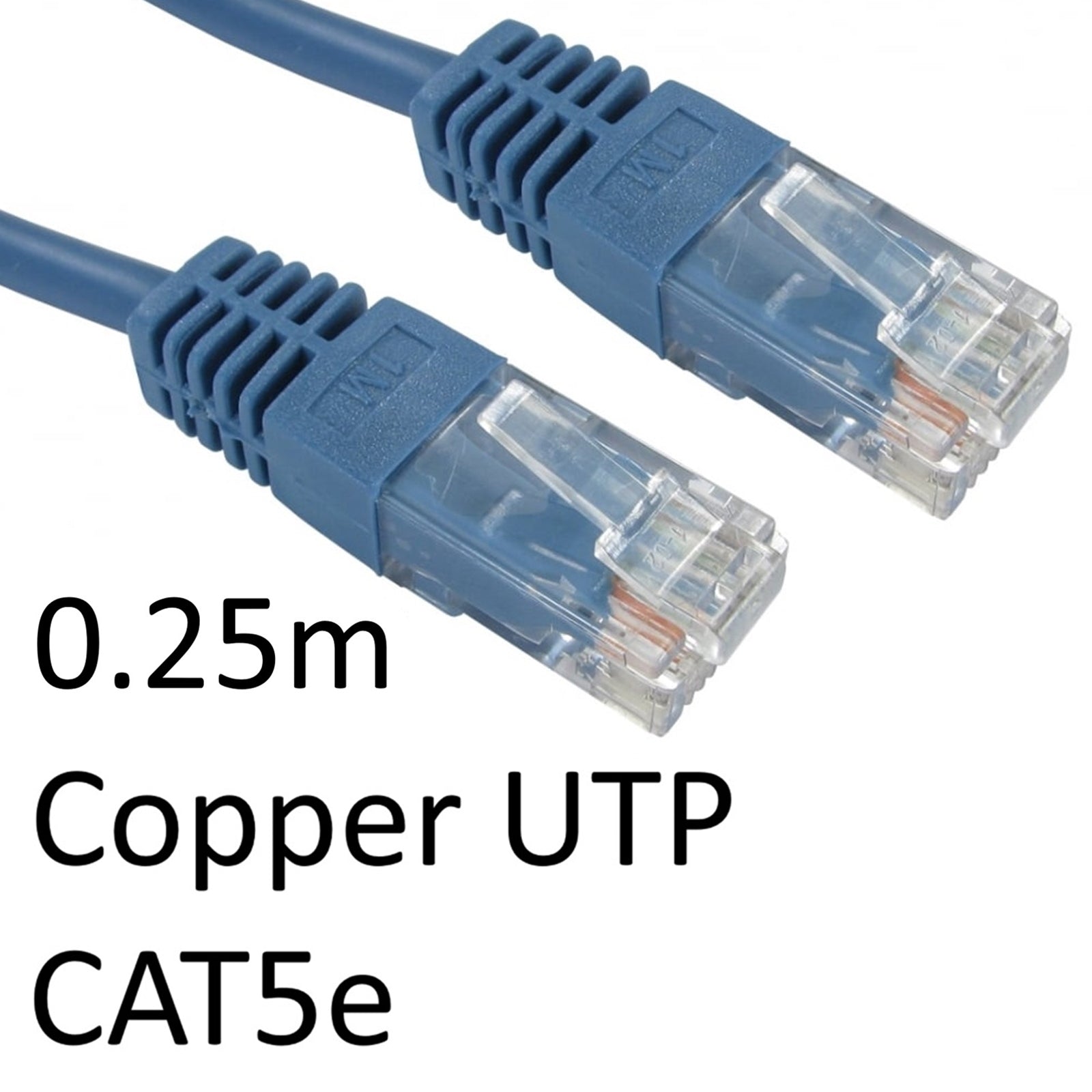 Cat5e Ethernet Cable 0.25m Blue - Full Copper UTP RJ45 Patch Lead
