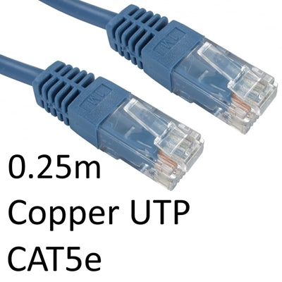 Cat5e Ethernet Cable 0.25m Blue - Full Copper UTP RJ45 Patch Lead