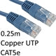 Cat5e Ethernet Cable 0.25m Blue - Full Copper UTP RJ45 Patch Lead