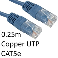 Cat5e Ethernet Cable 0.25m Blue - Full Copper UTP RJ45 Patch Lead