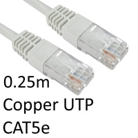 0.25m White CAT5e Ethernet Cable - Full Copper UTP RJ45 Patch