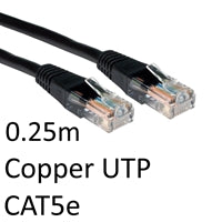 0.25m Black CAT5e Ethernet Cable - Full Copper UTP RJ45 Patch Lead