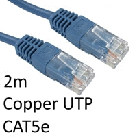 2m Blue CAT5e Ethernet Cable - Full Copper RJ45 UTP Patch Lead