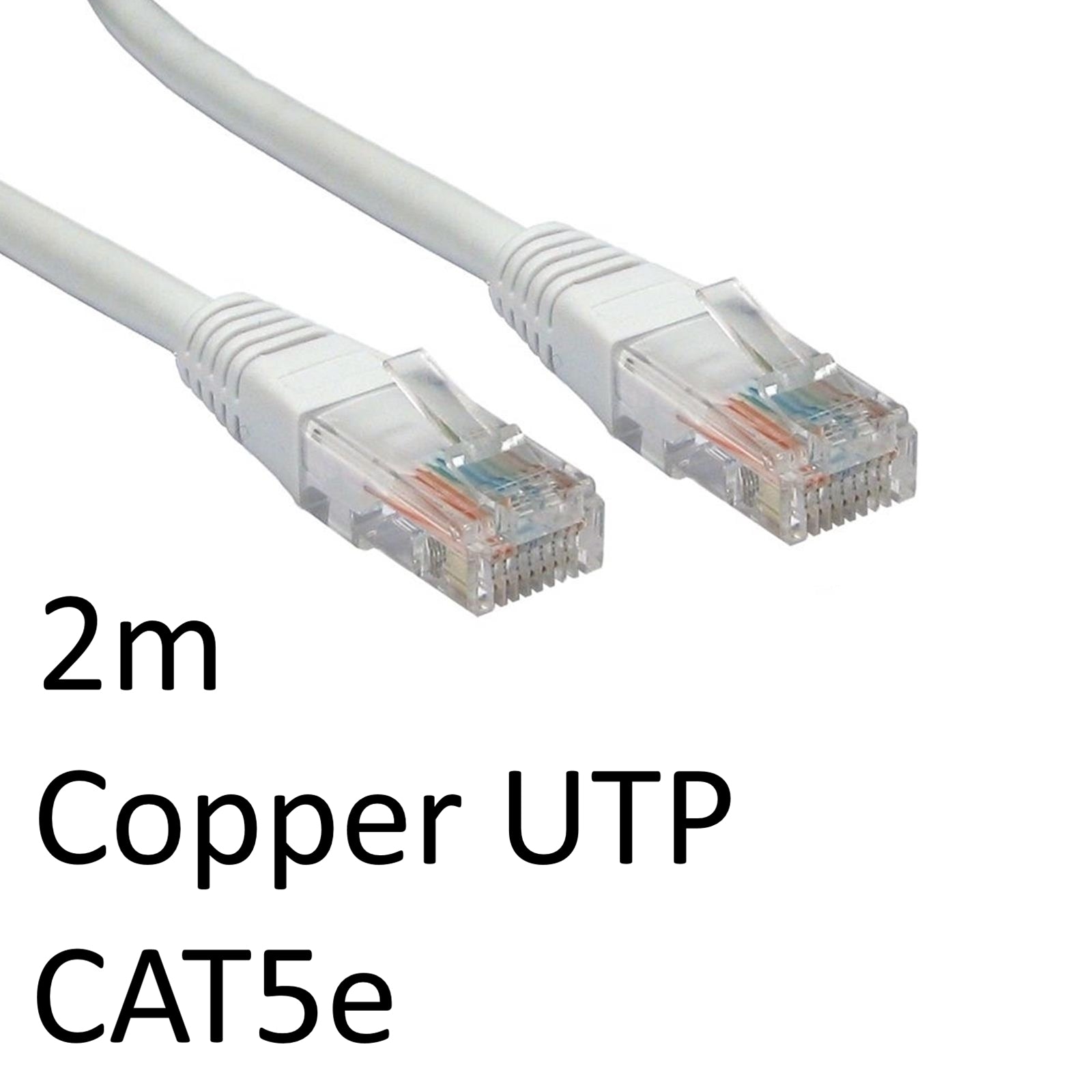 Cat5e Ethernet Cable 2m White - Full Copper RJ45 UTP Patch Lead