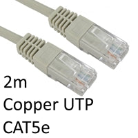 CAT5e Ethernet Cable 2m Grey - Full Copper 26AWG RJ45 UTP Patch