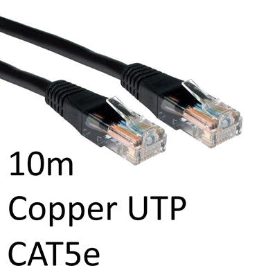 CAT5e Ethernet Cable 10m Black - Full Copper 26AWG RJ45 UTP