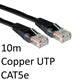 CAT5e Ethernet Cable 10m Black - Full Copper 26AWG RJ45 UTP