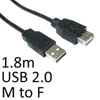 USB 2.0 Extension Cable 1.8m Male to Female Nickel Plated Black