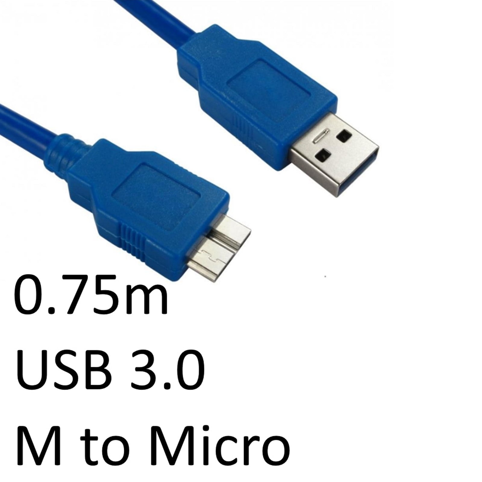 USB 3.0 A to Micro B Cable 0.75m - Triple Shielded Gold-Plated