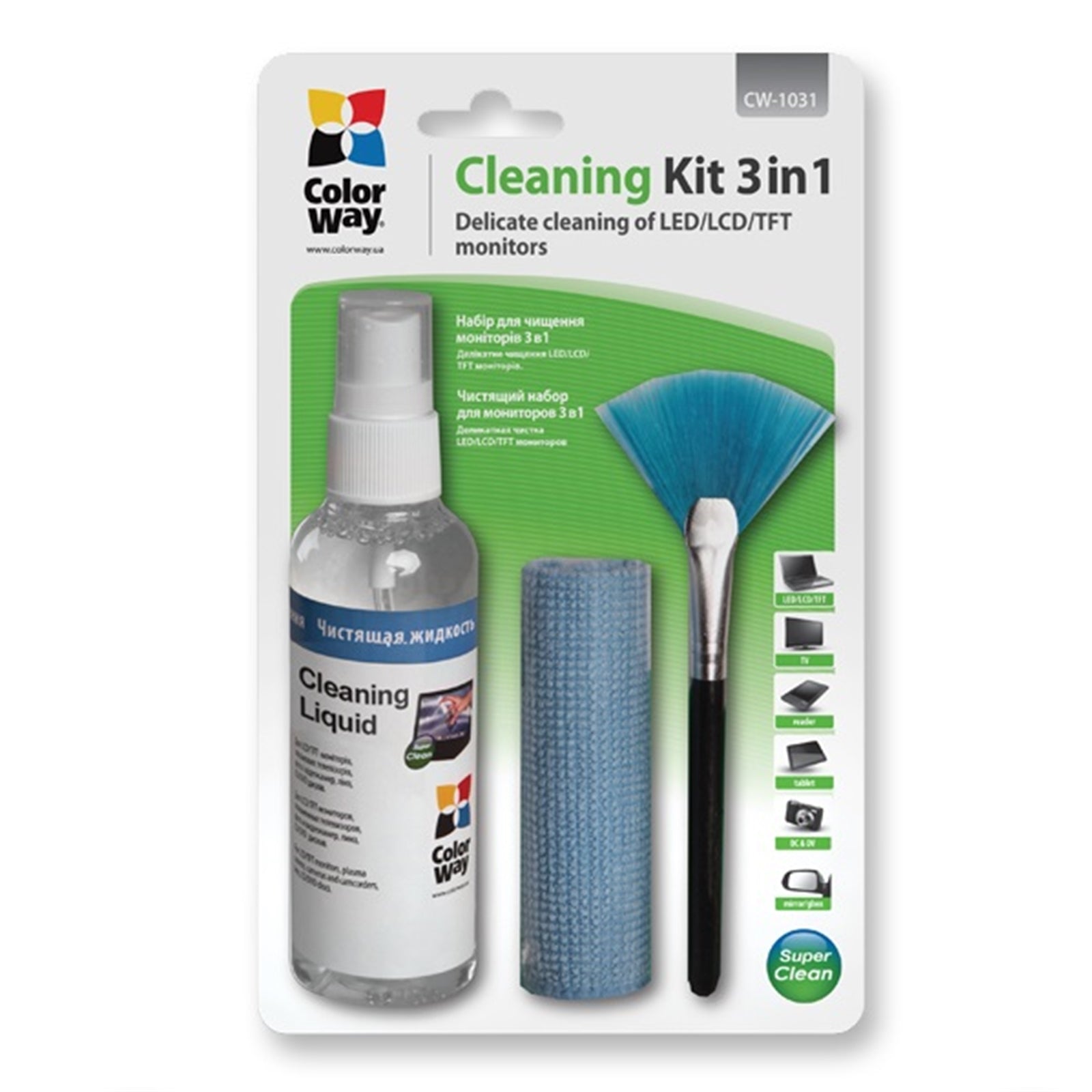 Colorway Screen Cleaner Kit - 3-in-1 Microfiber & Streak-Free Solution