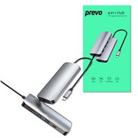 Prevo C501R Aluminum USB-C Hub - 4K HDMI, Gigabit Ethernet, 60W PD