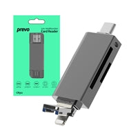Prevo CR312 3-in-1 Card Reader - USB 2.0/Type-C/Lightning - Black